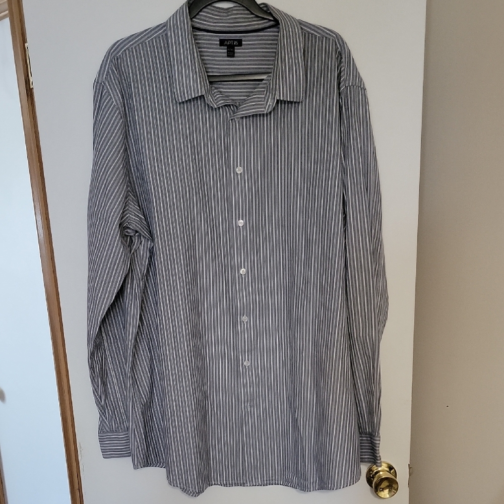 Art 9 Men's Black and White Striped Button Down Shirt , New ,size 3xlt